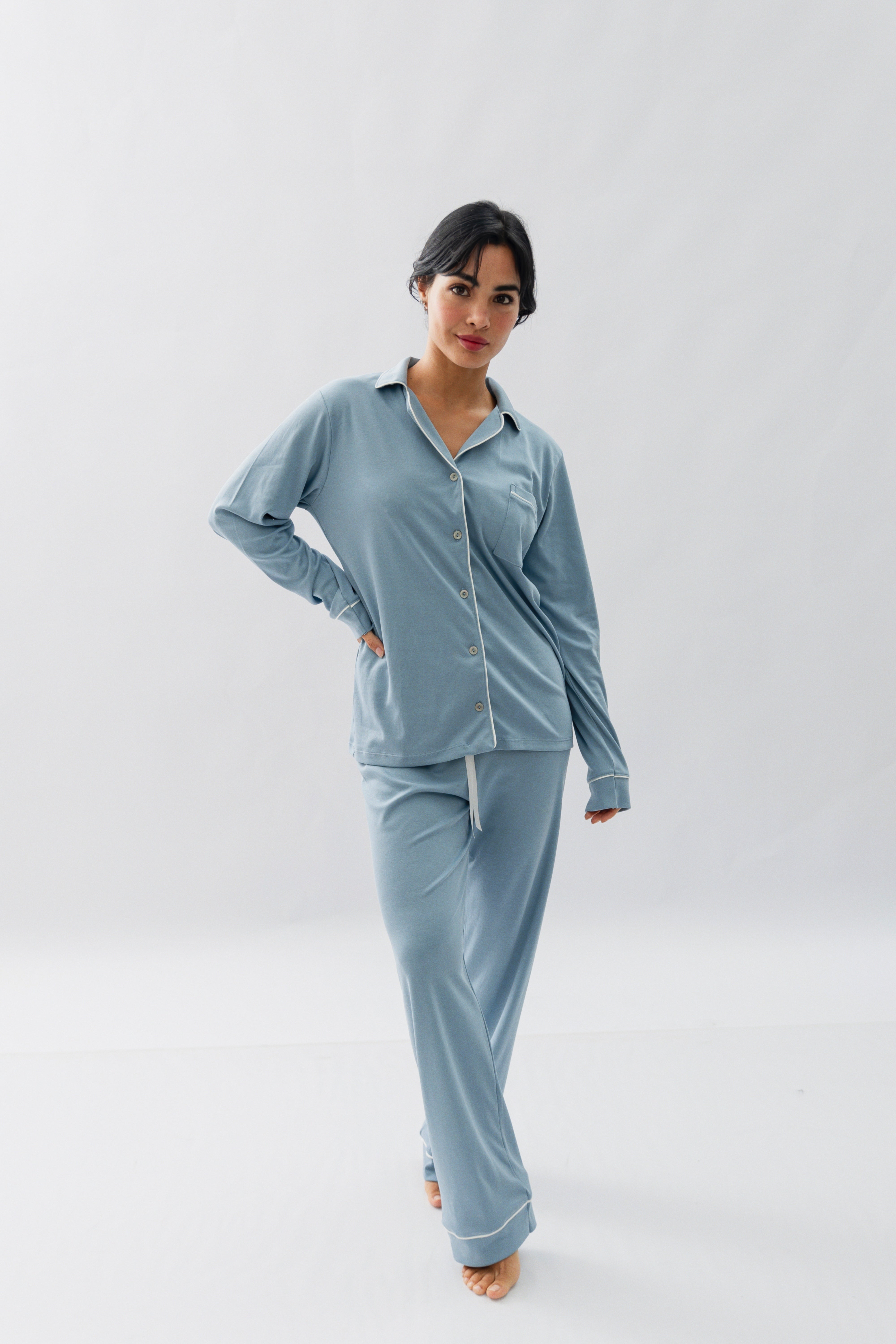 PIJAMA NAIROBI ACERO- ALGODÓN PIMA