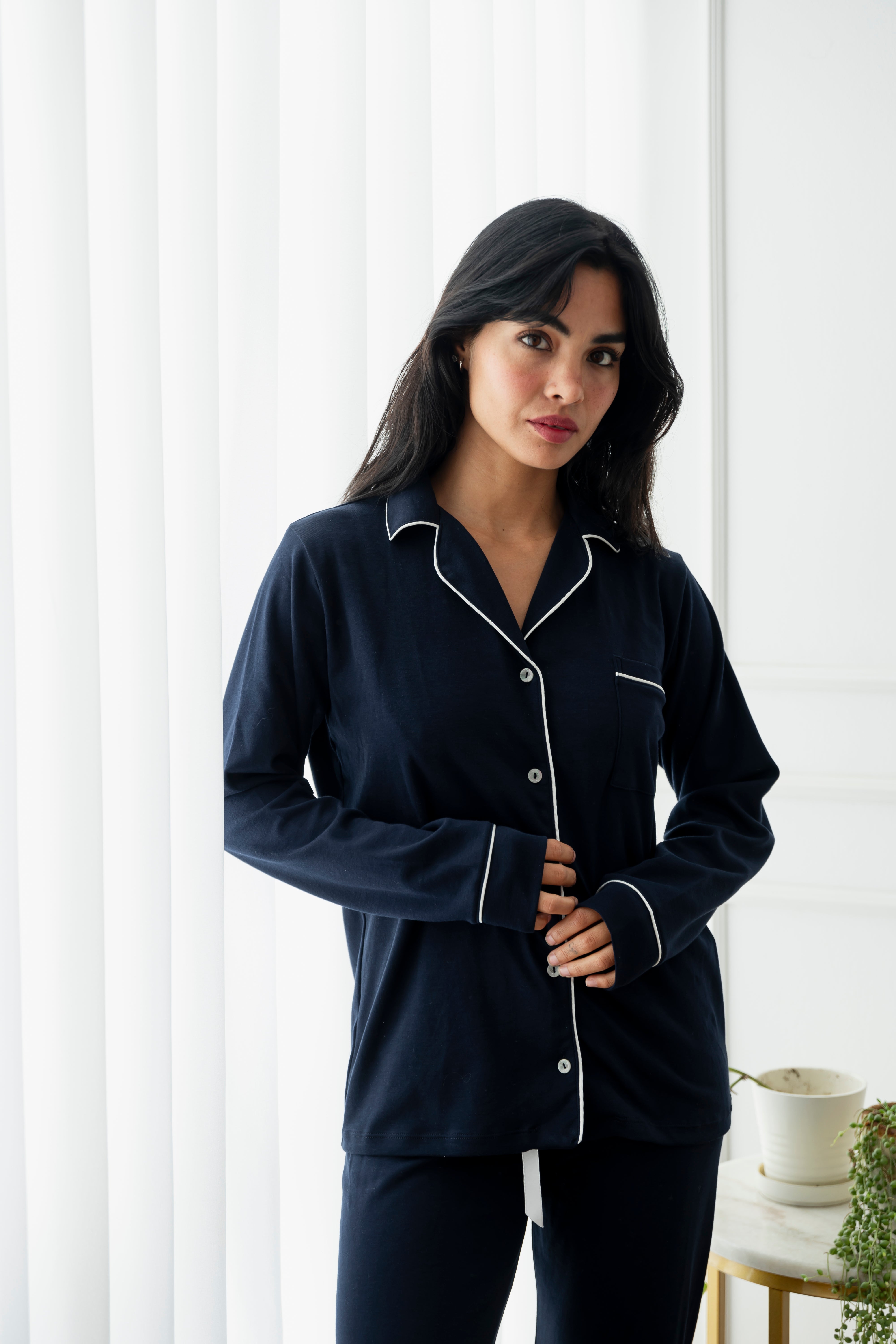 PIJAMA NAIROBI AZUL MARINO - ALGODÓN PIMA