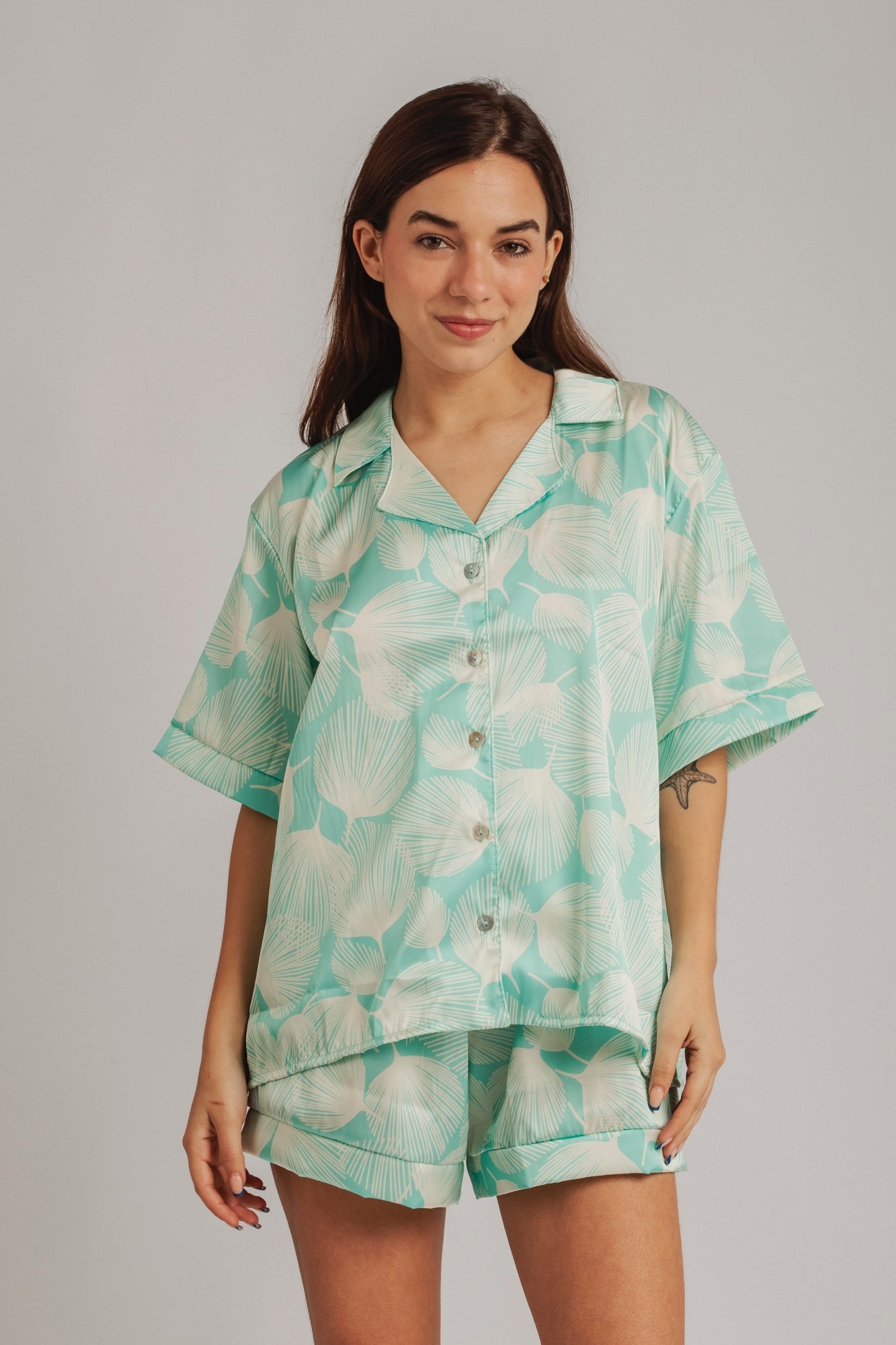 PIJAMA HANNAH VERDE AGUA - SEDA