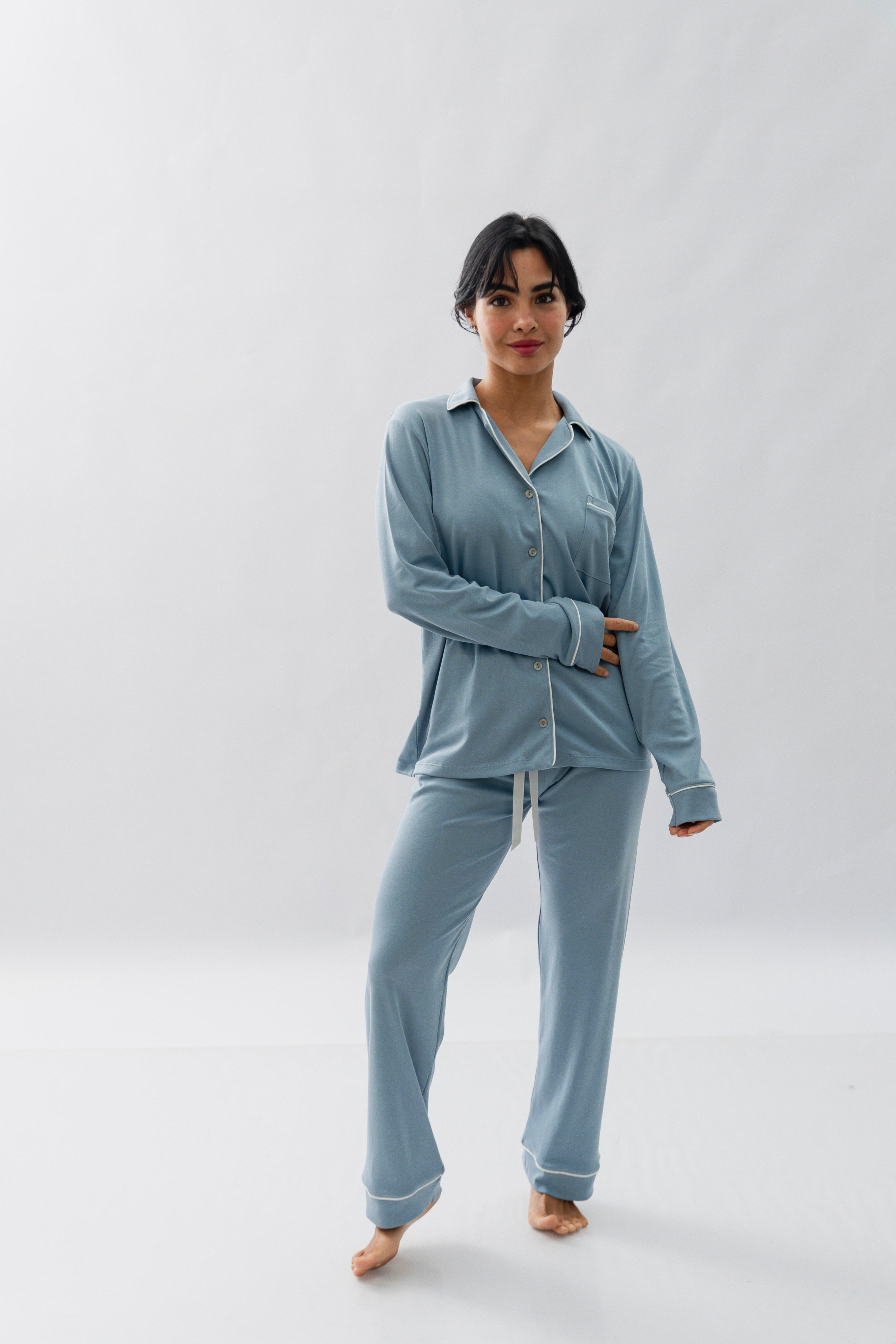 PIJAMA NAIROBI ACERO- ALGODÓN PIMA