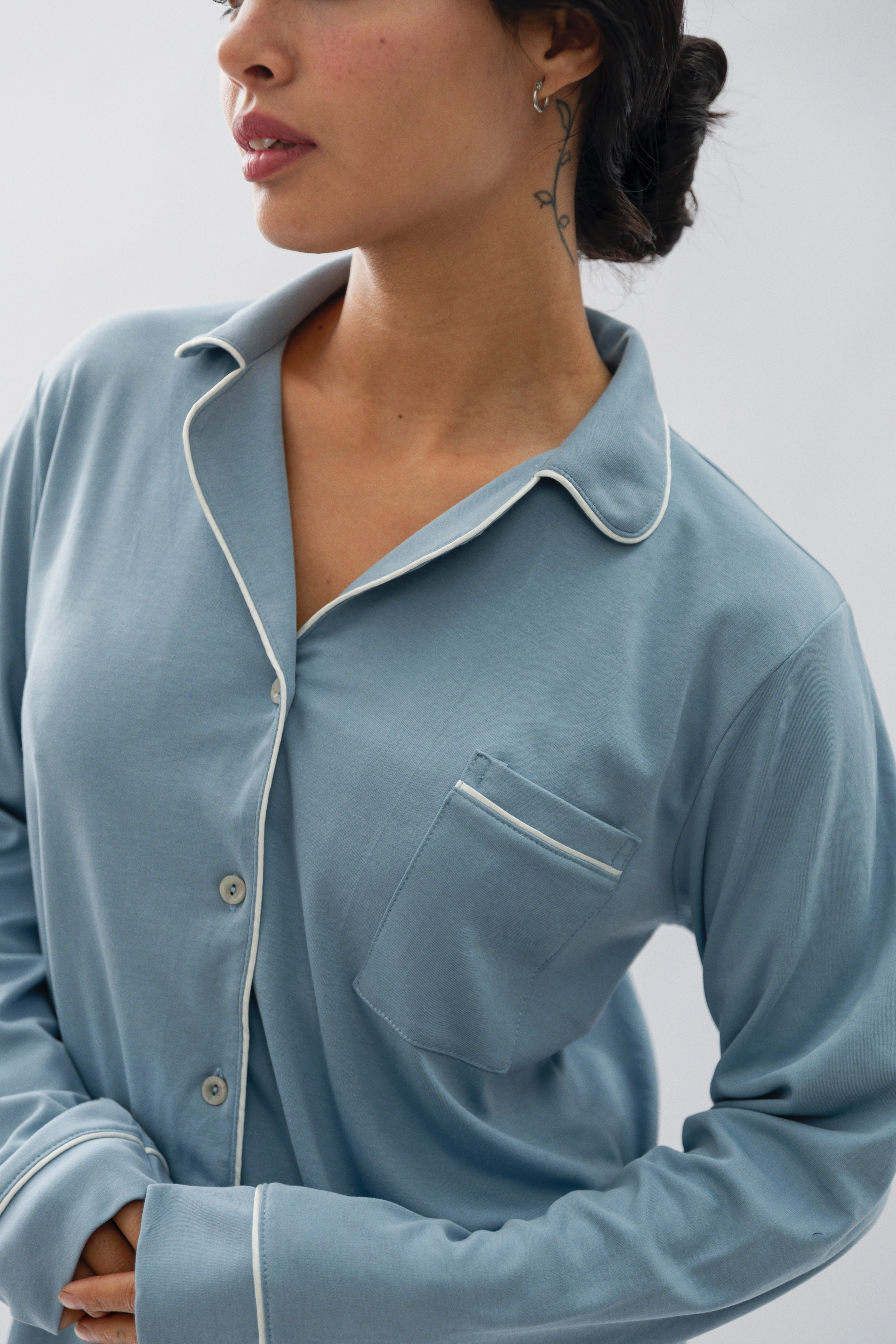 PIJAMA NAIROBI ACERO- ALGODÓN PIMA