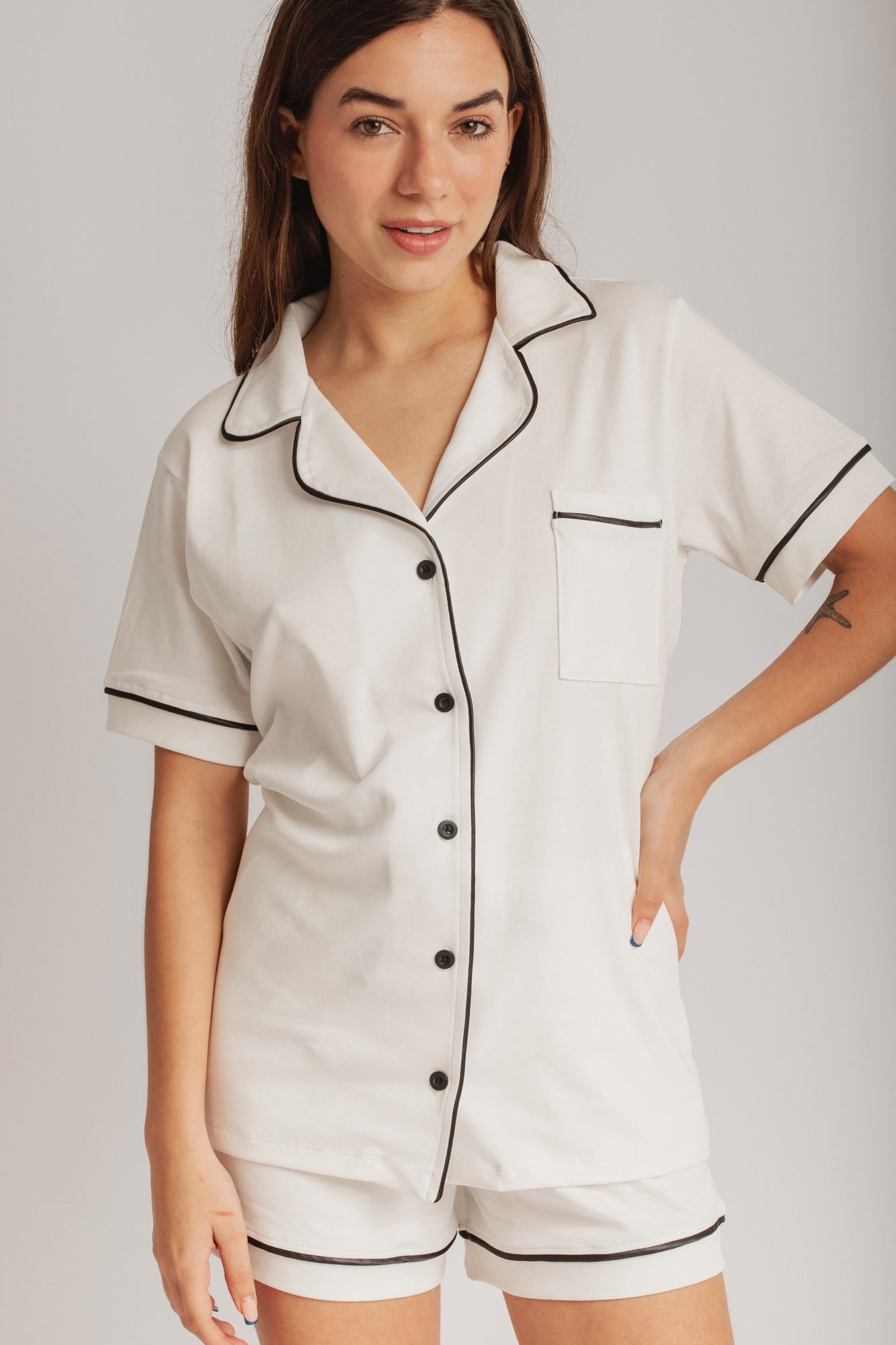 PIJAMA SOPHIE HUESO - ALGODÓN PIMA