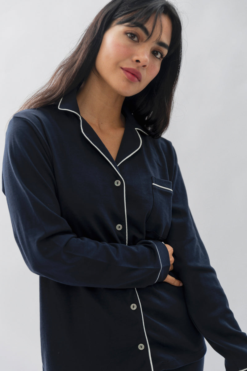 PIJAMA NAIROBI AZUL MARINO - ALGODÓN PIMA