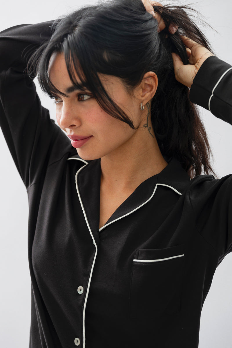 PIJAMA NAIROBI NEGRO - ALGODÓN PIMA