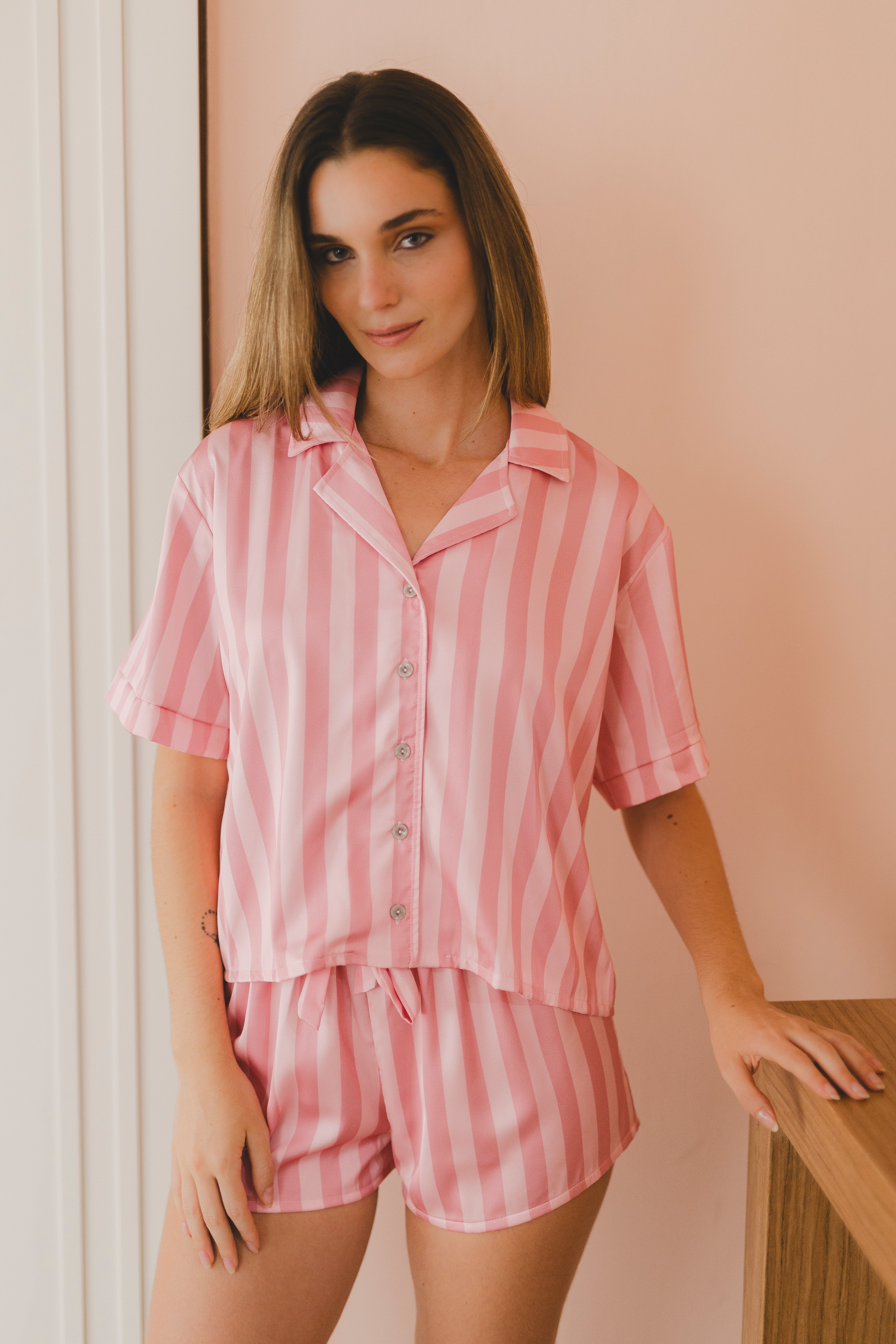 PIJAMA ABBY PINK STRIPES MANGAS - SEDA