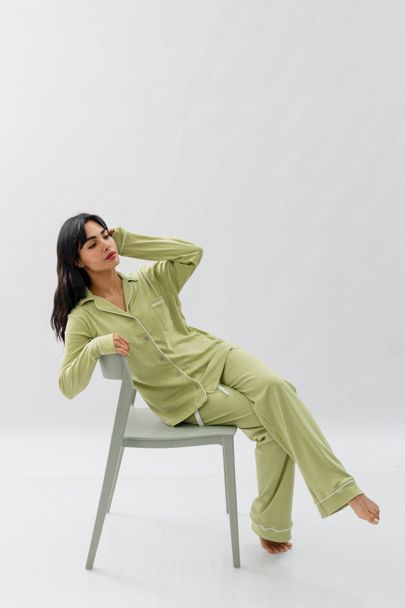 PIJAMA NAIROBI VERDE SAGE - ALGODÓN PIMA