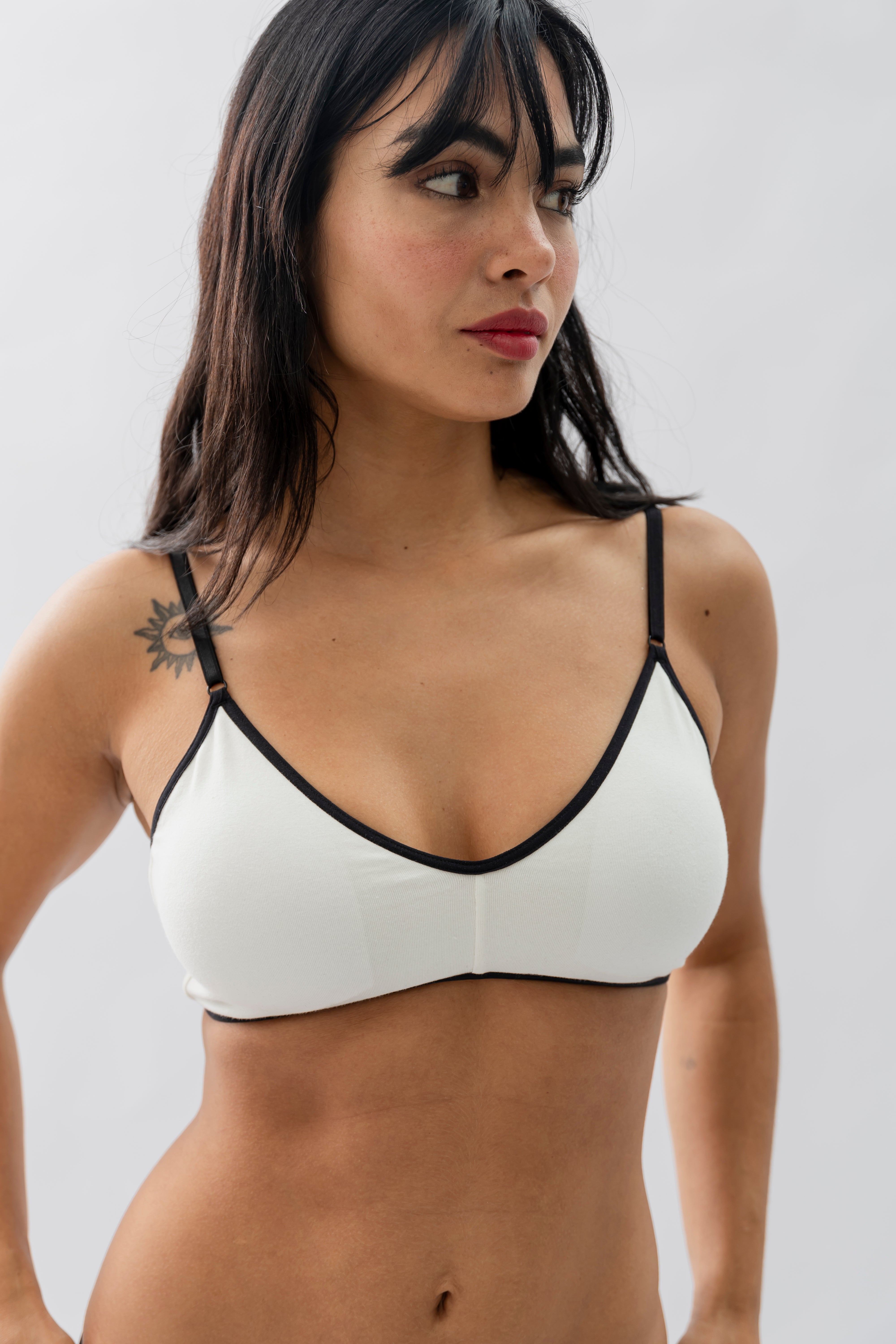 Bralette Mía Blanco y Negro - Algodón Pima