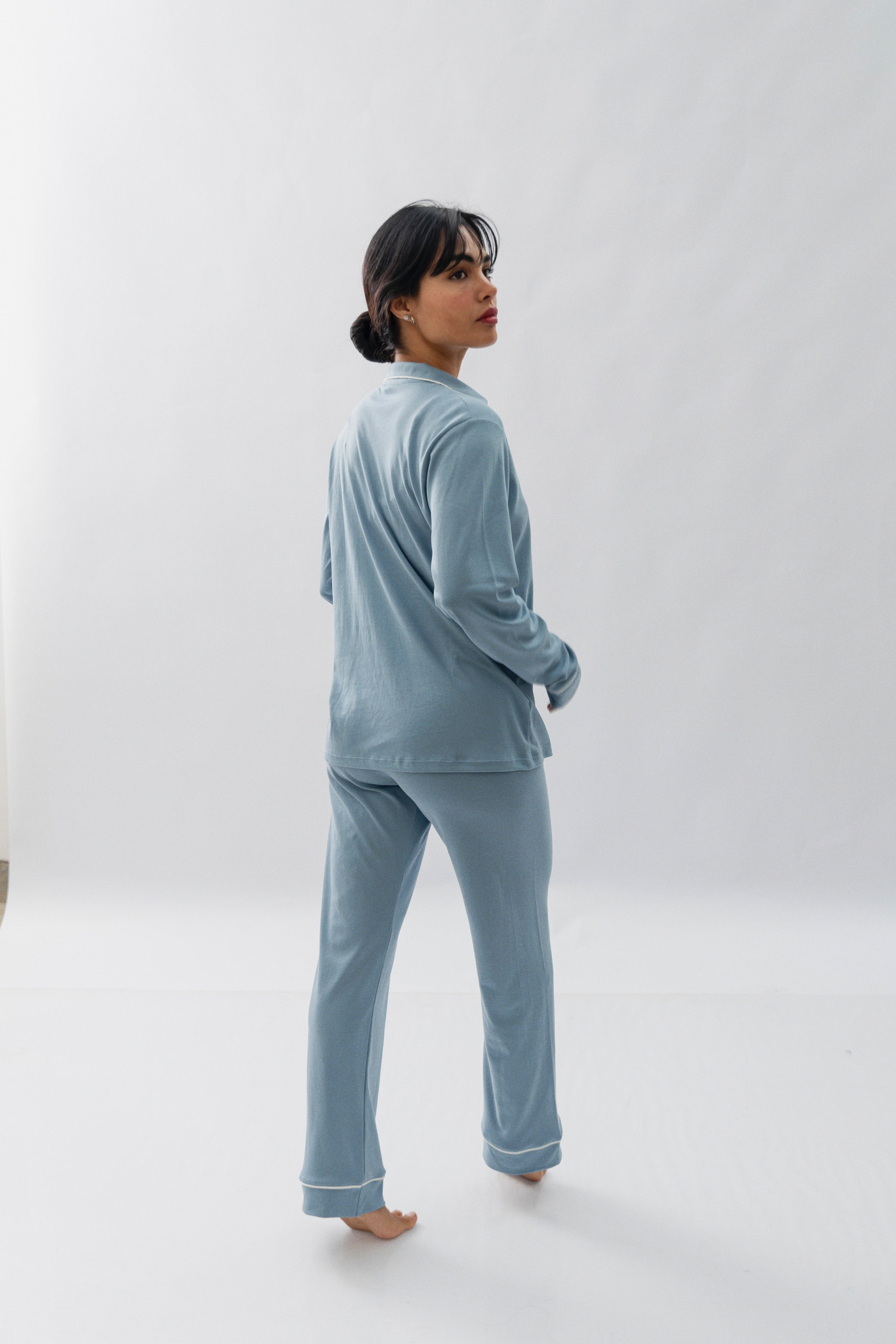 PIJAMA NAIROBI ACERO- ALGODÓN PIMA