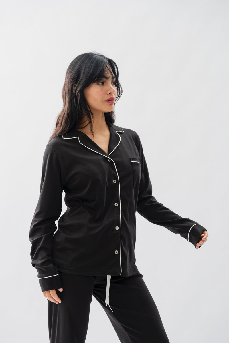 PIJAMA NAIROBI NEGRO - ALGODÓN PIMA