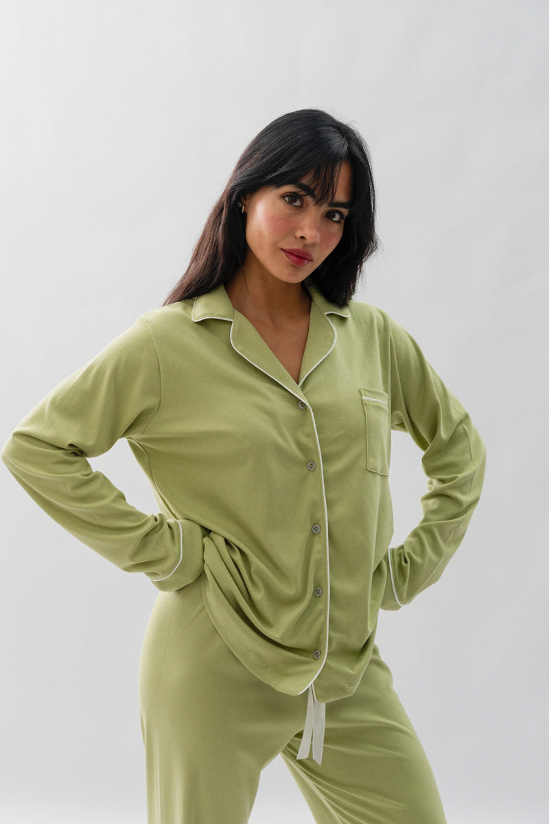 PIJAMA NAIROBI VERDE SAGE - ALGODÓN PIMA