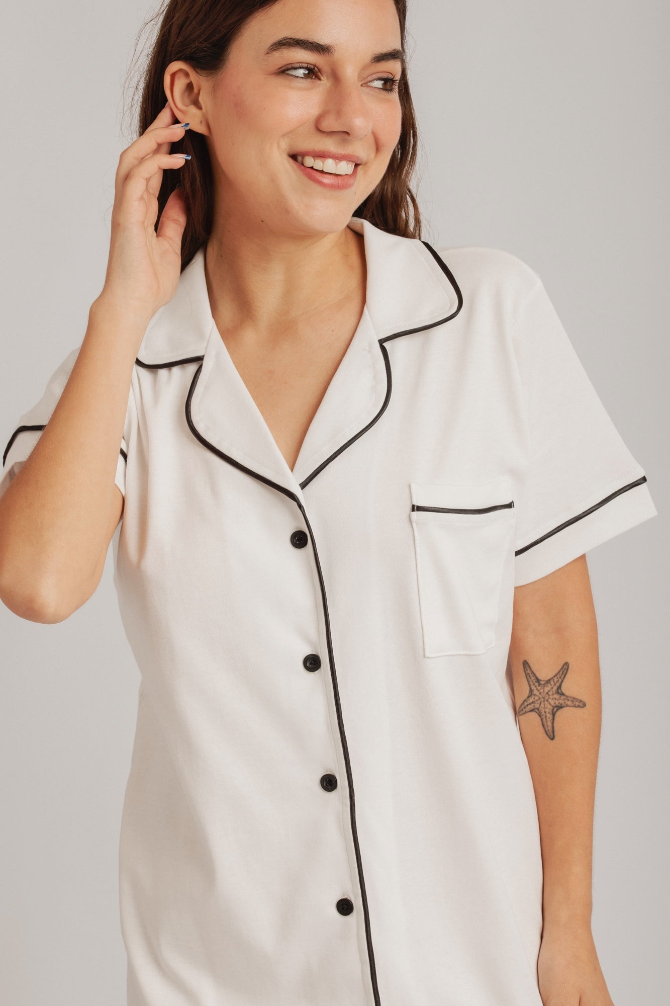 CAMISÓN SOPHIE HUESO - ALGODÓN PIMA