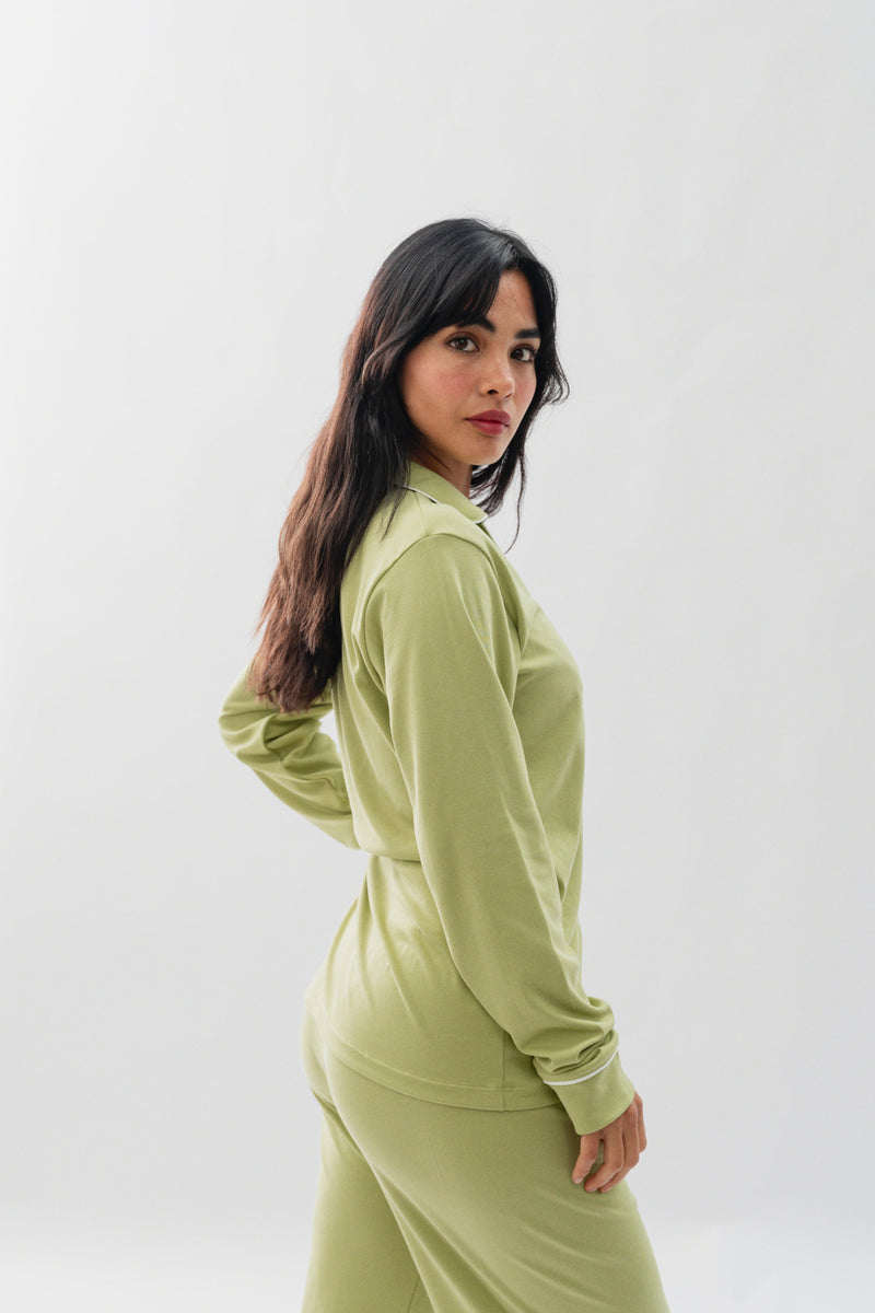 PIJAMA NAIROBI VERDE SAGE - ALGODÓN PIMA