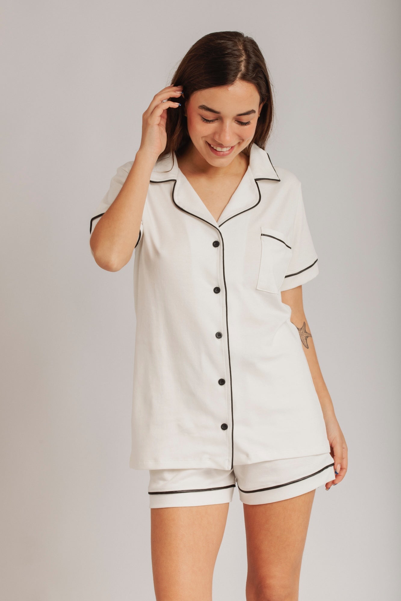 PIJAMA SOPHIE HUESO - ALGODÓN PIMA