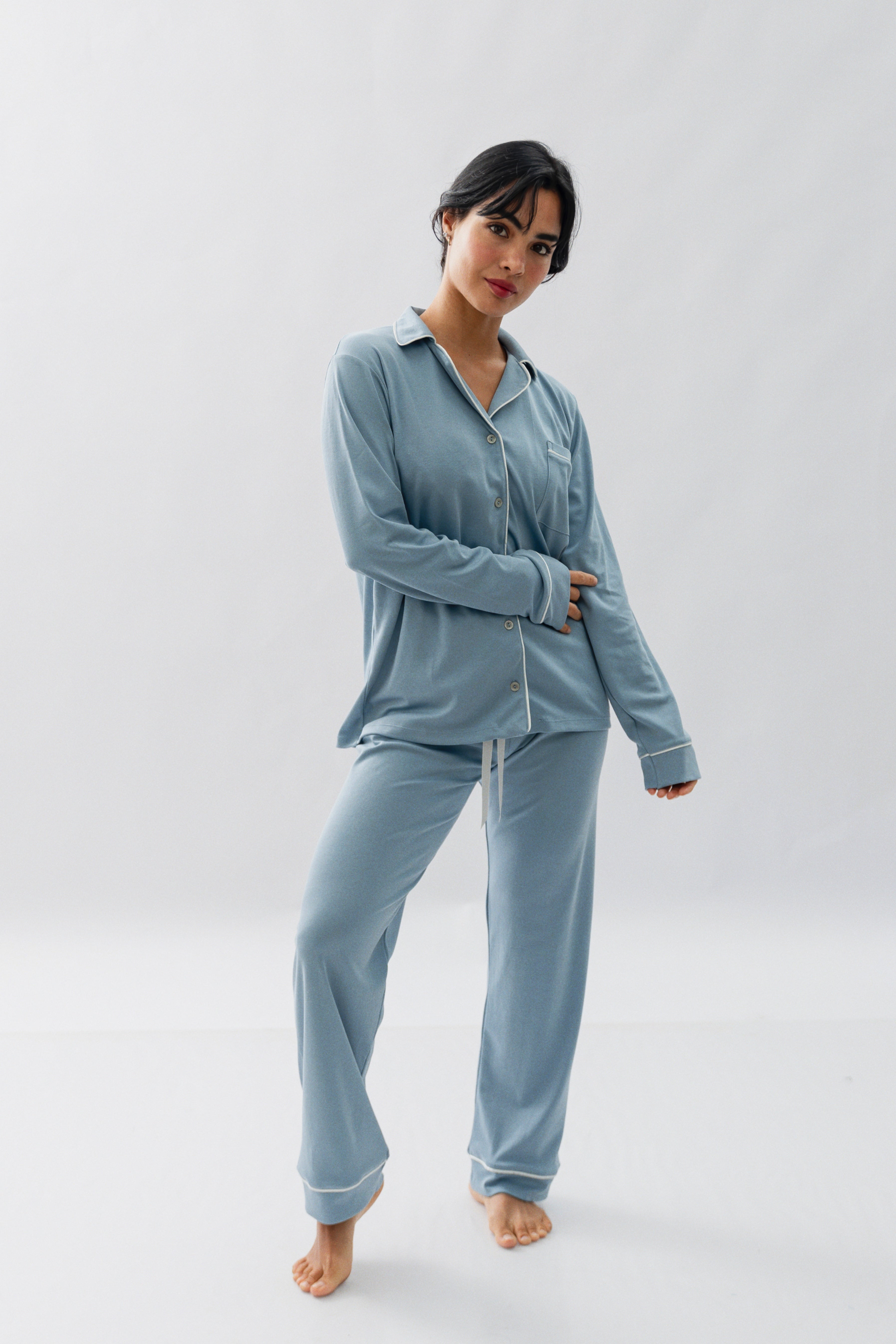 PIJAMA NAIROBI ACERO- ALGODÓN PIMA