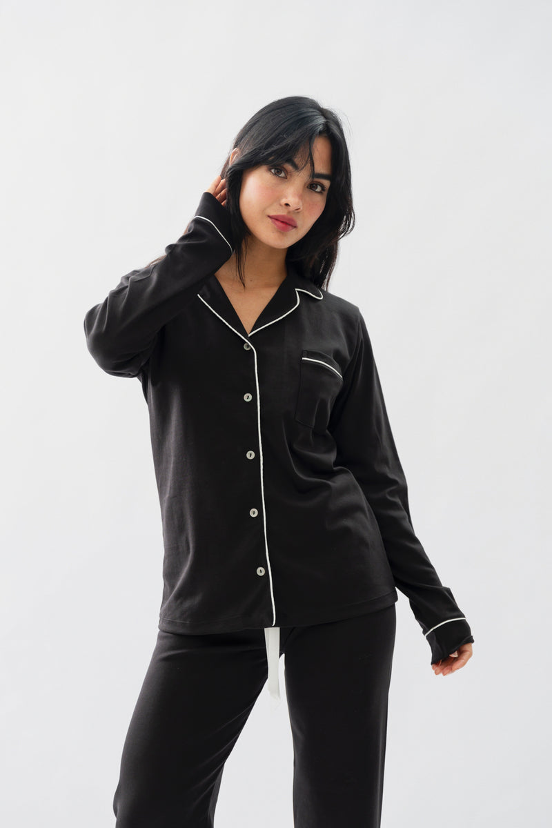 PIJAMA NAIROBI NEGRO - ALGODÓN PIMA