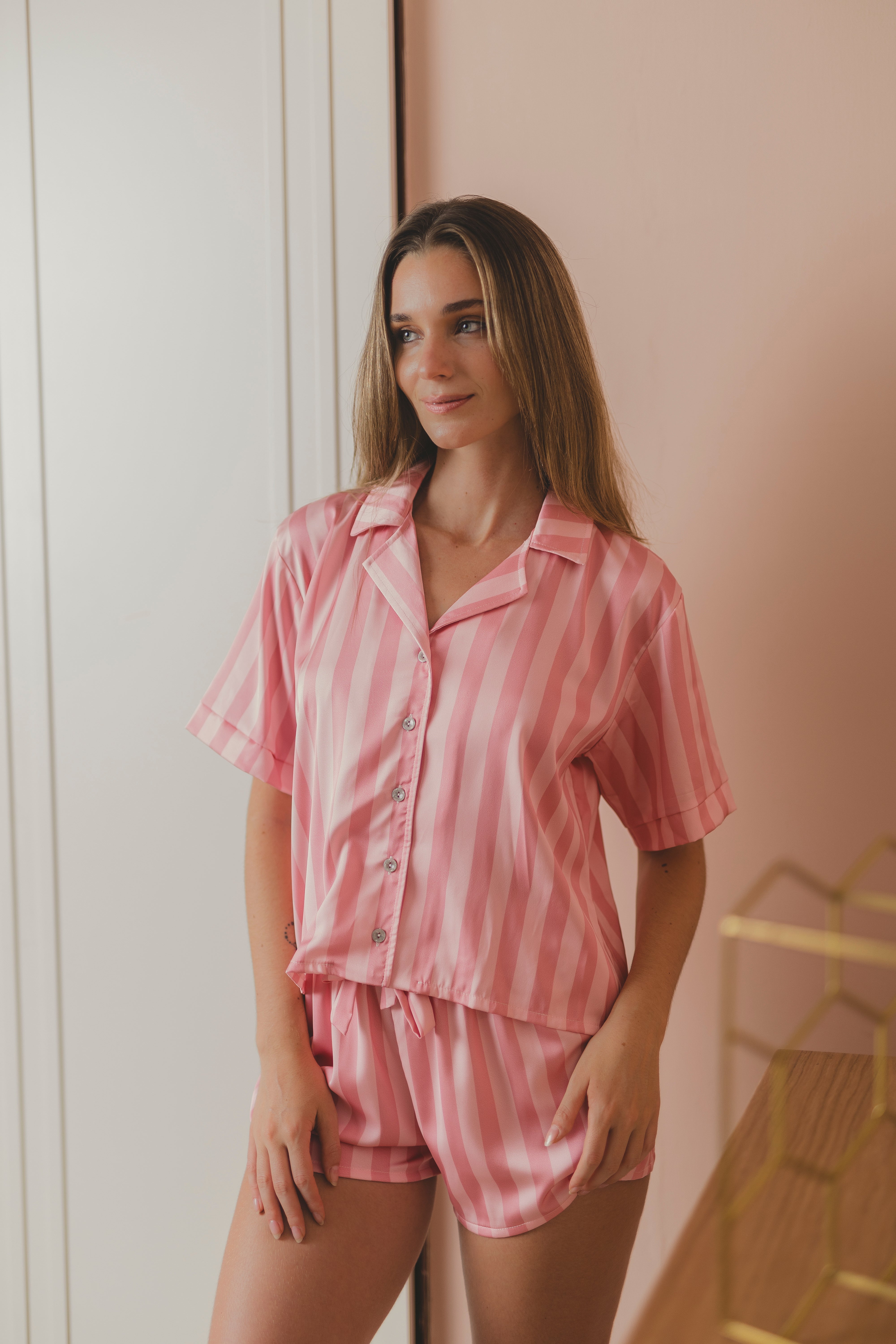 PIJAMA ABBY PINK STRIPES MANGAS - SEDA