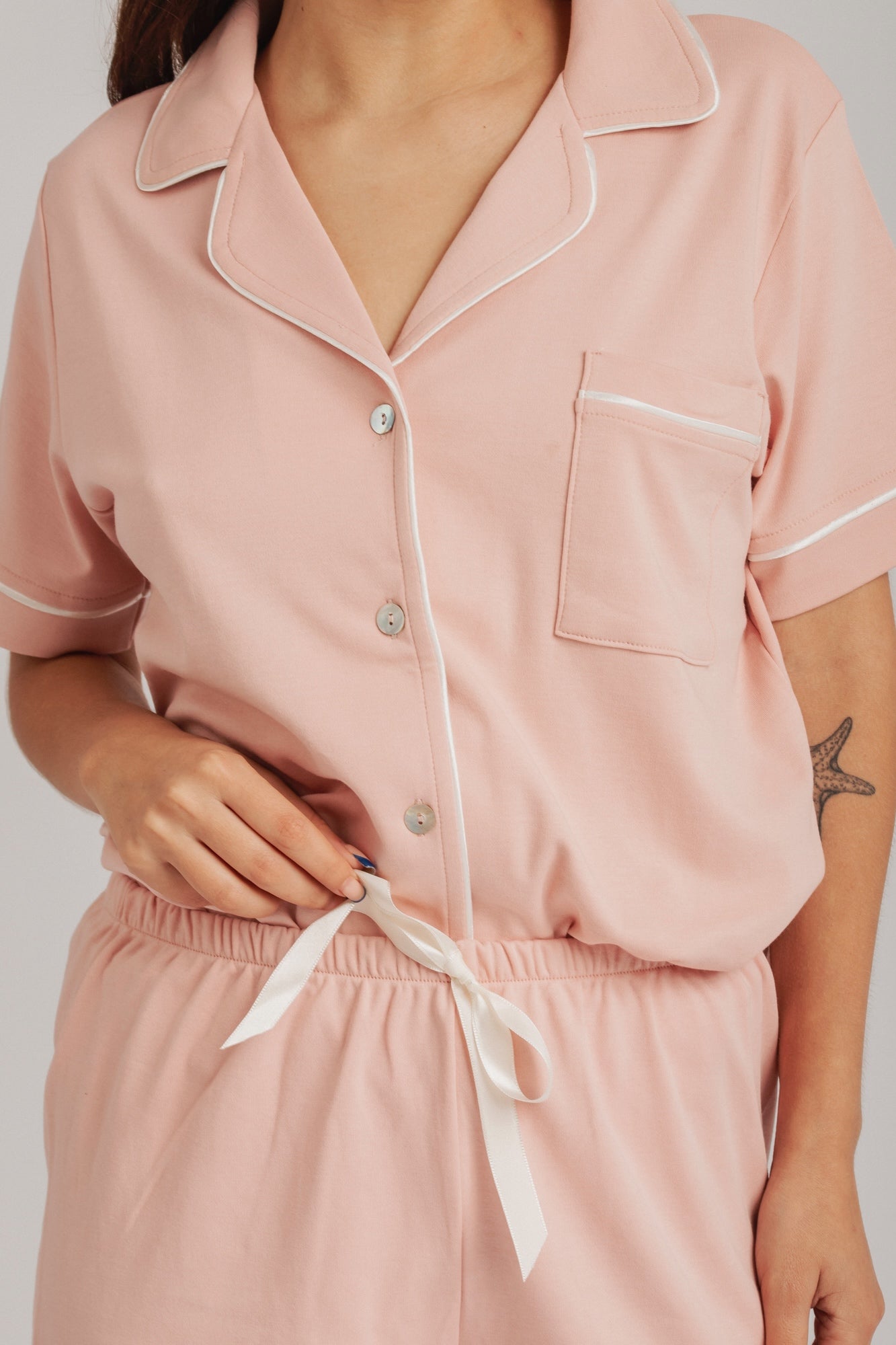 PIJAMA SOPHIE PALO ROSA - ALGODÓN PIMA – innata-comfy-underwear