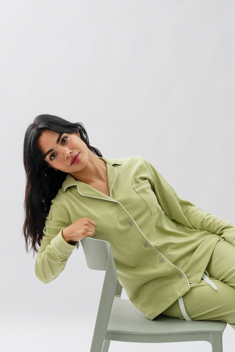 PIJAMA NAIROBI VERDE SAGE - ALGODÓN PIMA
