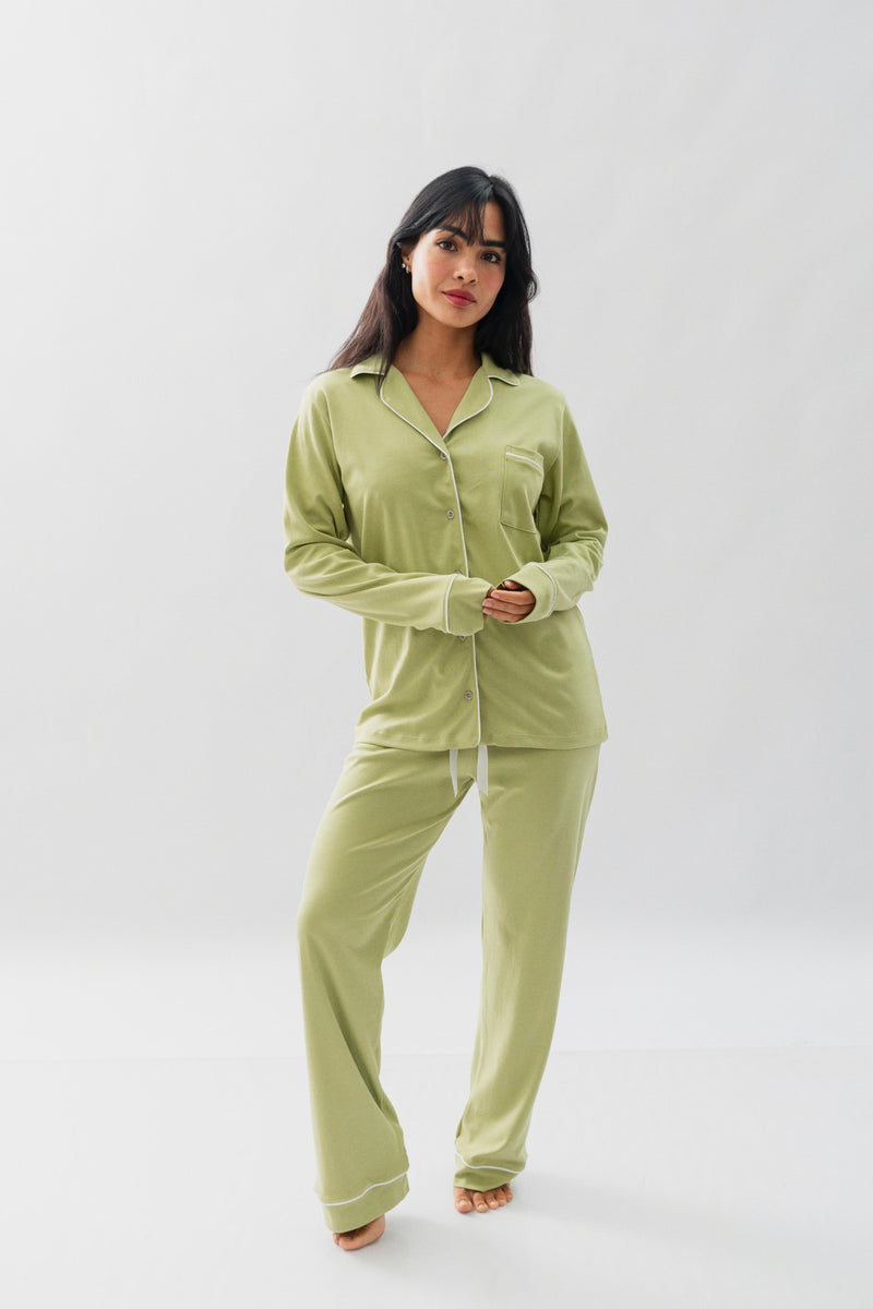 PIJAMA NAIROBI VERDE SAGE - ALGODÓN PIMA