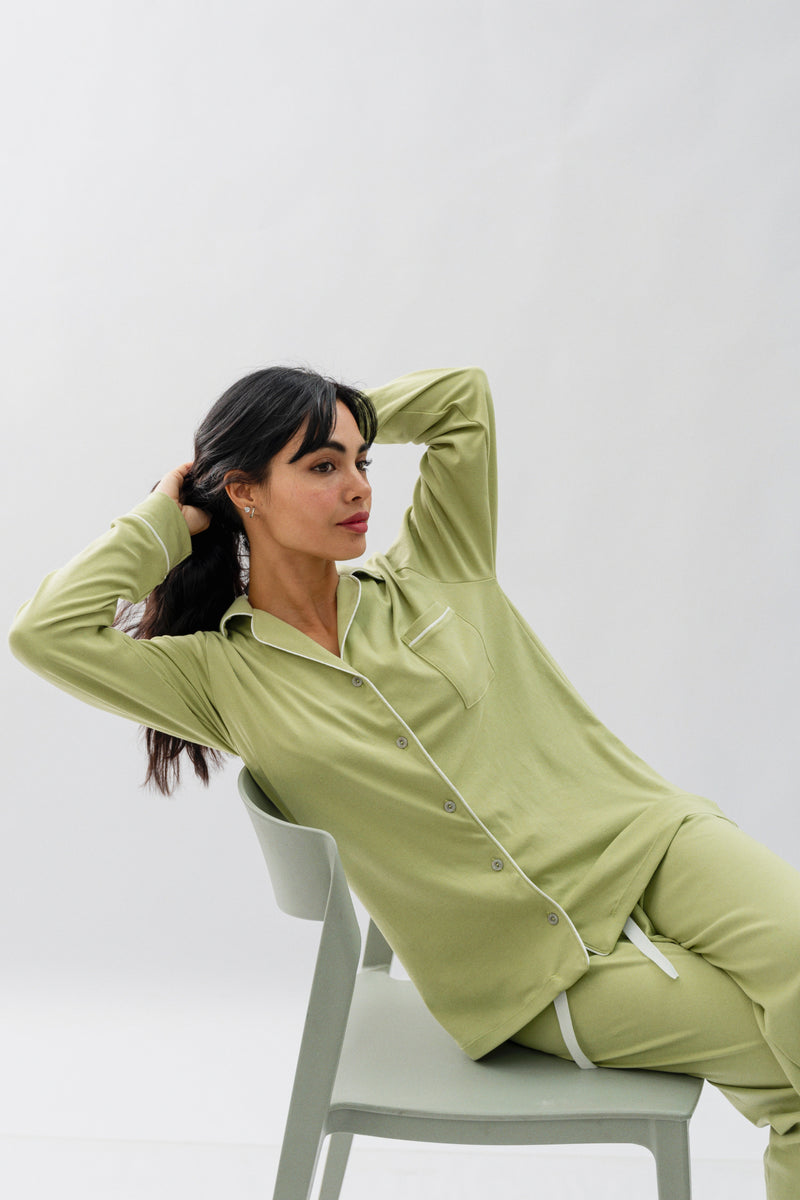 PIJAMA NAIROBI VERDE SAGE - ALGODÓN PIMA