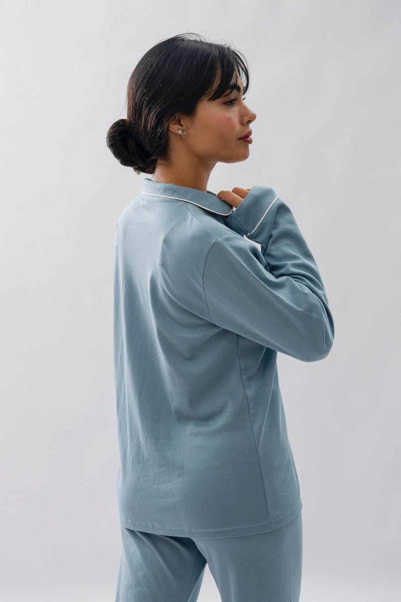 PIJAMA NAIROBI ACERO- ALGODÓN PIMA