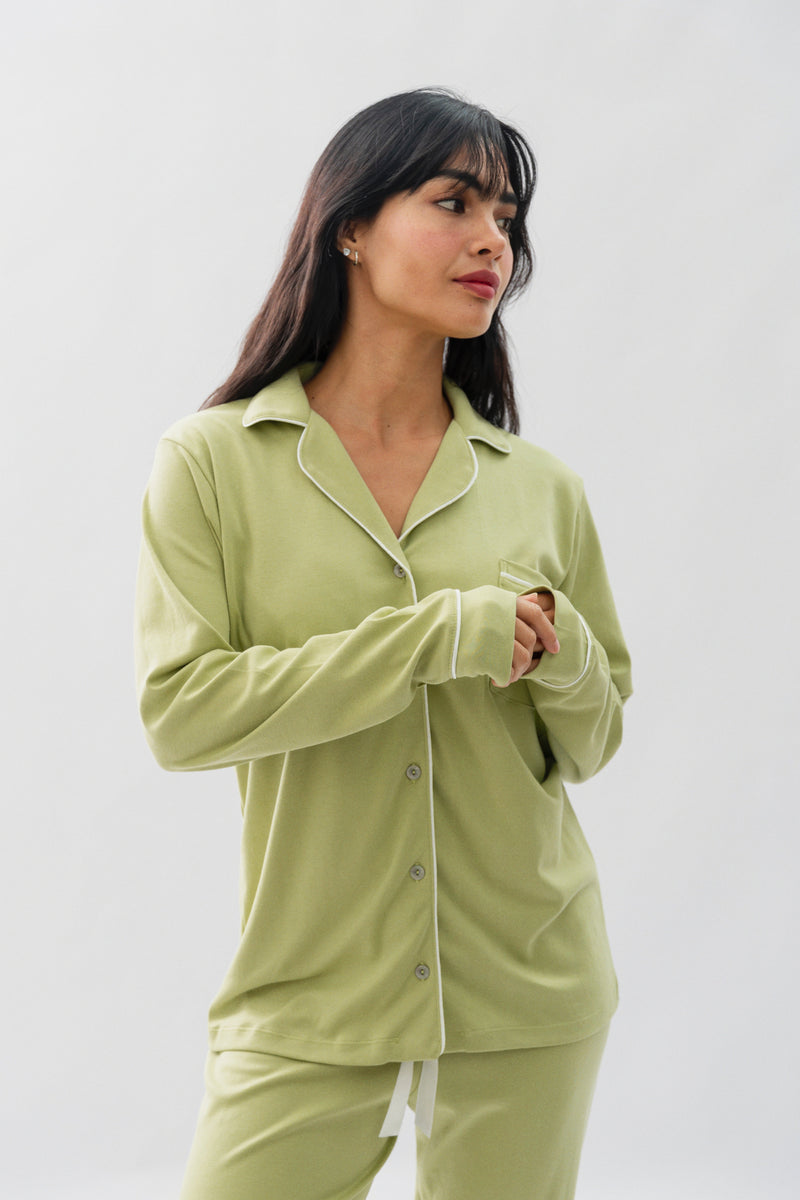 PIJAMA NAIROBI VERDE SAGE - ALGODÓN PIMA