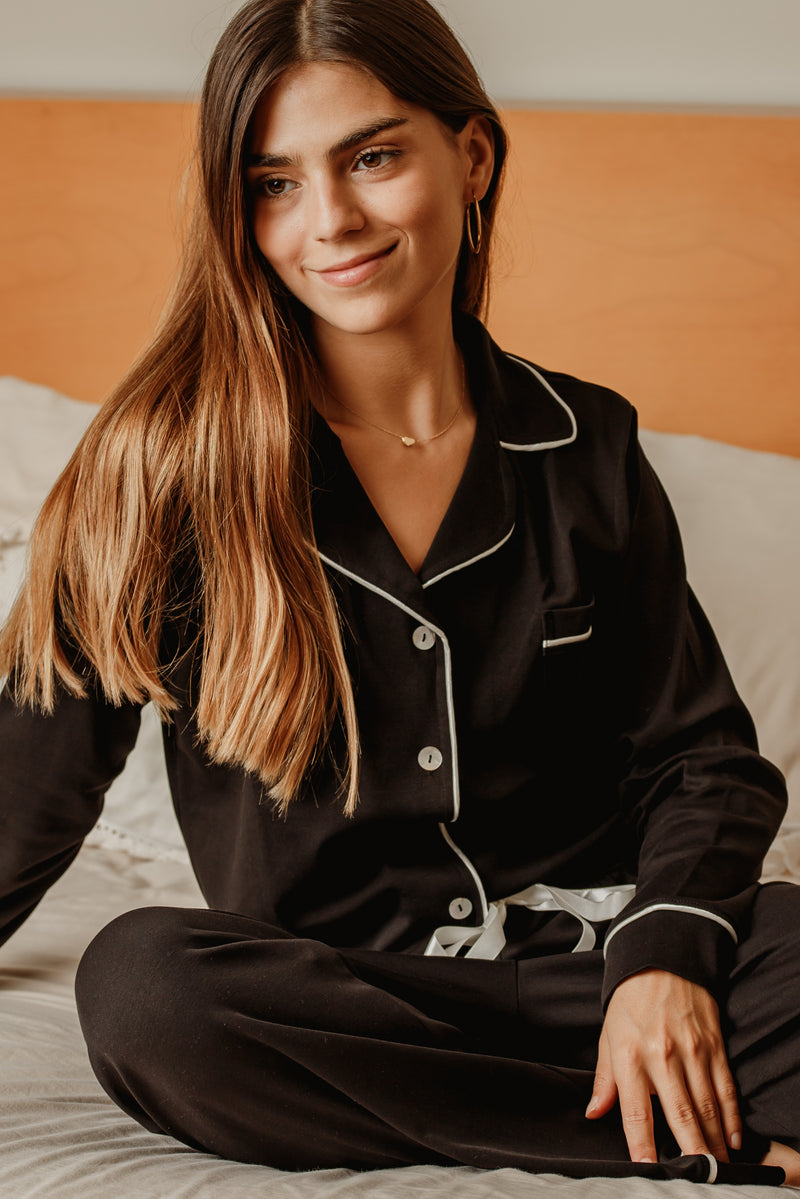 PIJAMA NAIROBI NEGRA - ALGODÓN PIMA